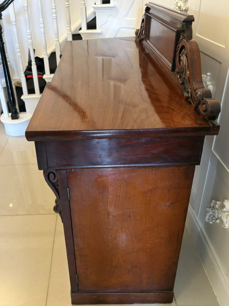 Antique Victorian Quality Carved Figured Mahogany Sideboard - Image 14